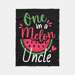 One In A Melon Uncle 1st Birthday Summer Family Ma Fleece Blanket