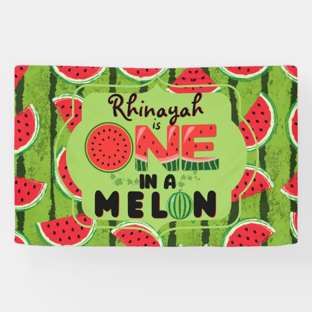 ONE in a Melon Watermelon 1st Birthday Banner (Horizontal)
