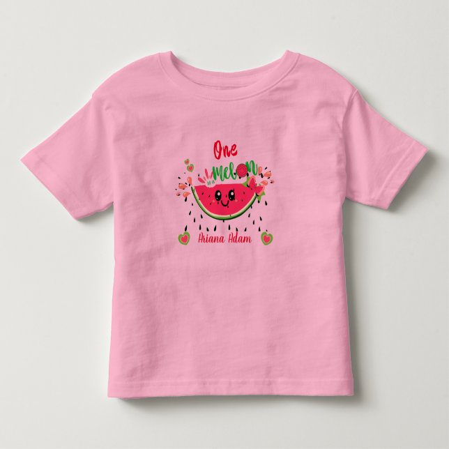 One In A Melon Watermelon 1st Birthday Girl's  Toddler T-Shirt (Front)