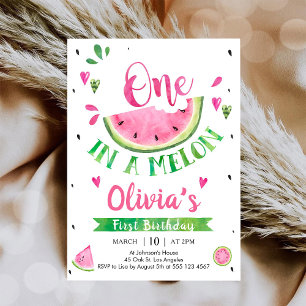 One In A Melon Watermelon 1st Birthday Invitation