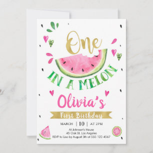 One In A Melon Watermelon 1st Birthday Invitation