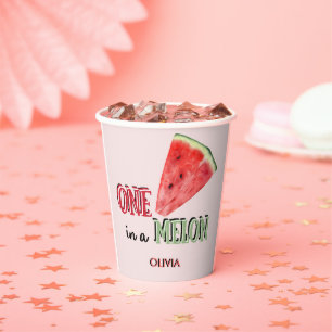 One in a Melon   Watermelon   1st birthday  Paper Cups