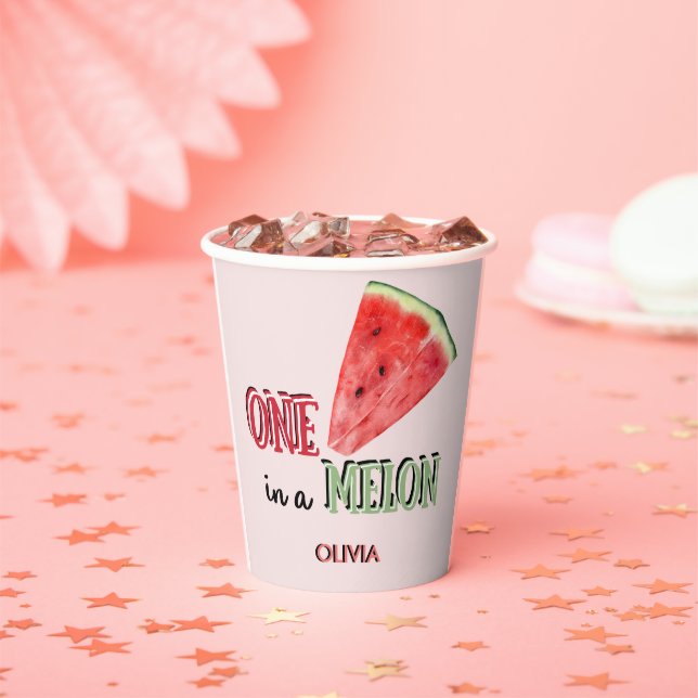One in a Melon | Watermelon | 1st birthday  Paper Cups (Insitu)