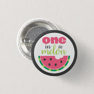 One in a Melon Watermelon 1st Birthday Party Favou 3 Cm Round Badge