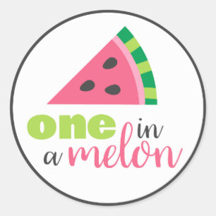 One in a Melon Watermelon 1st Birthday Party Favou Classic Round Sticker