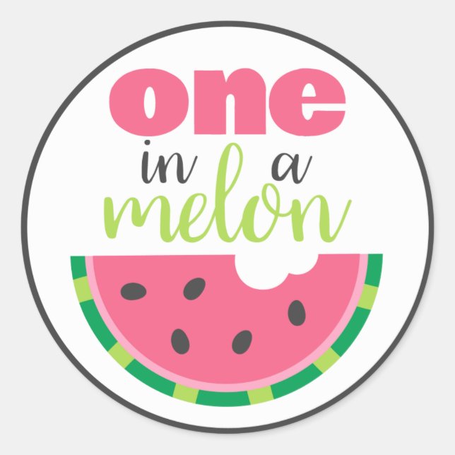 One in a Melon Watermelon 1st Birthday Party Favou Classic Round Sticker (Front)