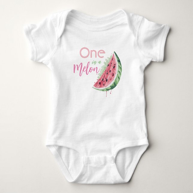 One in a melon, Watermelon  Baby Bodysuit (Front)