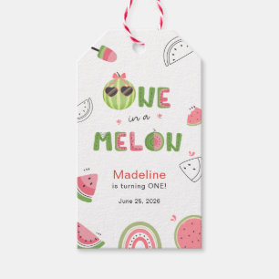 One in a Melon Watermelon Baby Girl 1st Birthday Gift Tags