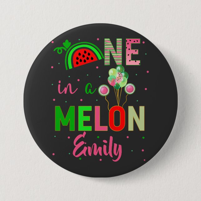 One in a Melon Watermelon Birthday Girl  7.5 Cm Round Badge (Front)
