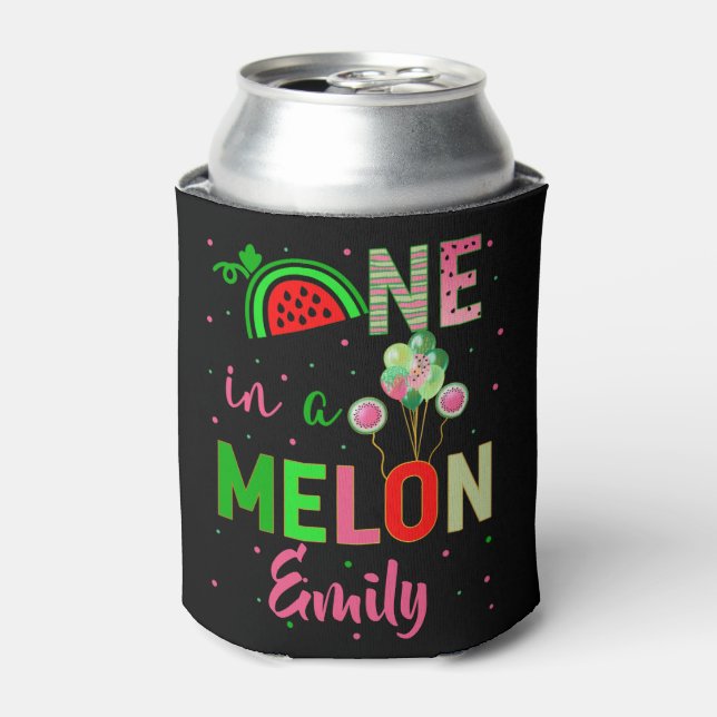 One in a Melon Watermelon Birthday Girl Matching  Can Cooler (Can Front)