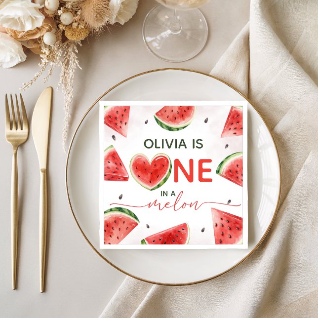 One in a Melon Watermelon Birthday Napkins (Creator Uploaded)