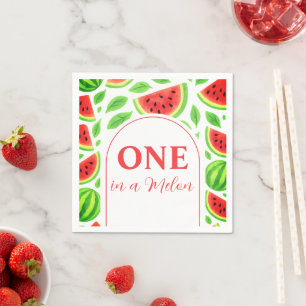One In A Melon Watermelon Birthday Party Napkin