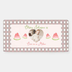 One in a Melon Watermelon Birthday Photo Banner