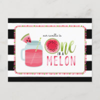 One In A Melon Watermelon Black + White Birthday