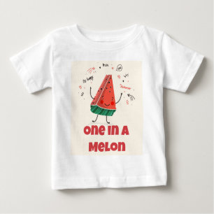 One in a Melon - Watermelon Design + Be Happy Back Baby T-Shirt