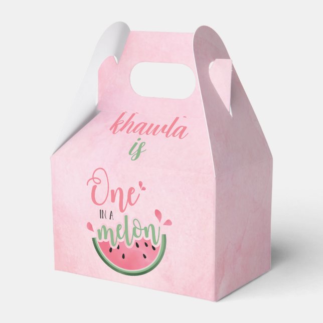 One in a Melon Watermelon first birthday  Favour Box (Front Side)