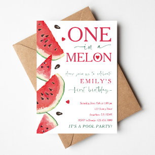 One in a Melon Watermelon First Birthday Invitation