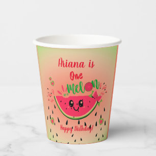 One In a Melon Watermelon Girl's First Birthday  Paper Cups