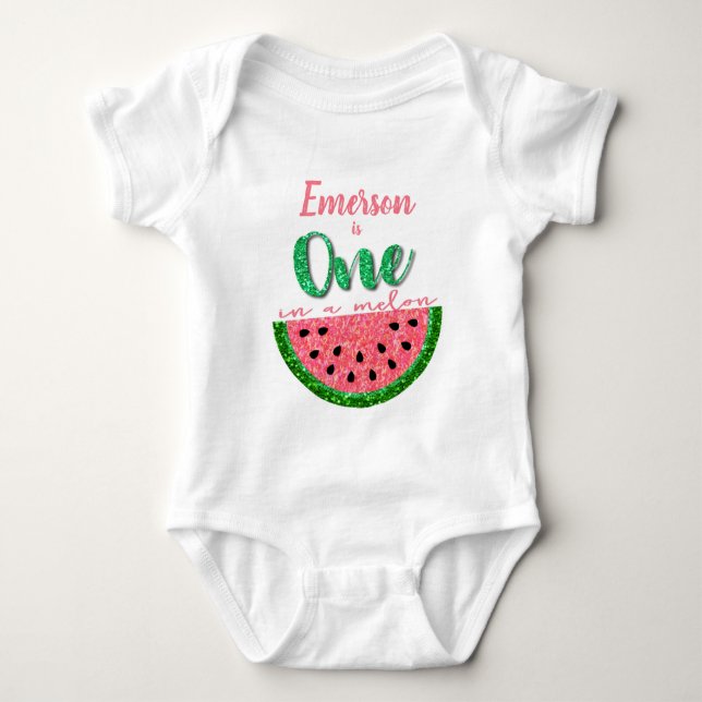 One in a melon, Watermelon onsie, Birthday Shirt (Front)