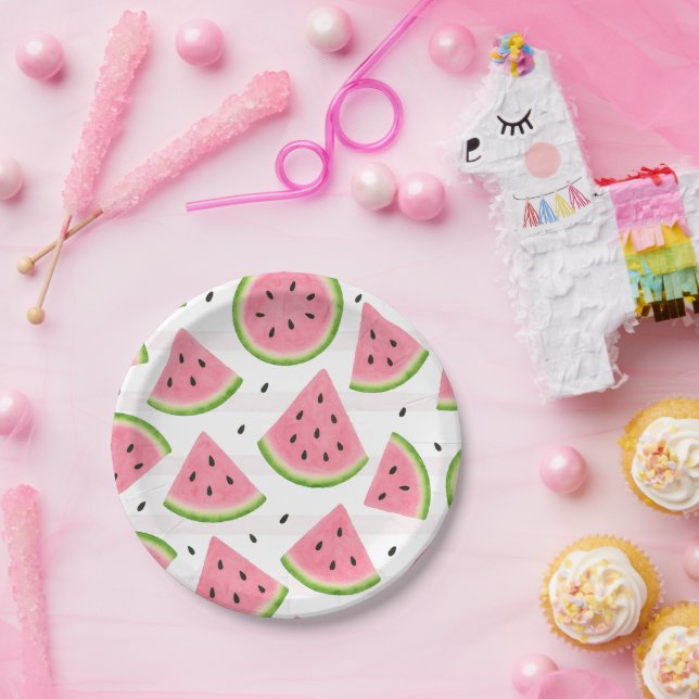One in a Melon Watermelon Paper Plates Summer Birt (Party)