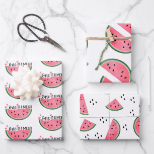 One In A Melon Watermelon Patterns Birthday Wrapping Paper Sheet