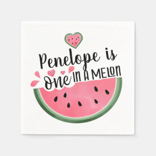 One In A Melon Watermelon Personalised Birthday  Napkin