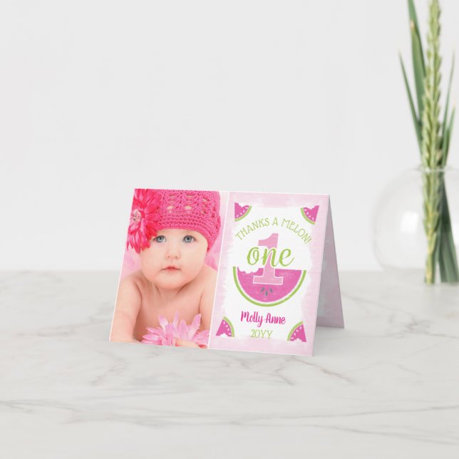One in a Melon Watermelon Photo Thank You Card (Front)