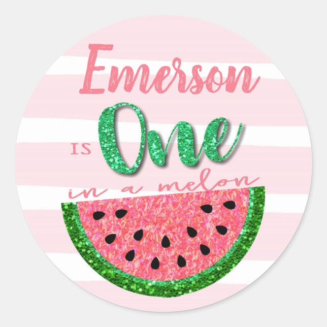One in a melon, Watermelon Sticker, Label, Tag (Front)