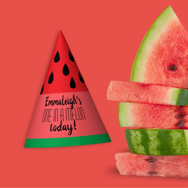 One in a Melon Watermelon Theme Birthday Party Hat (Creator Uploaded)