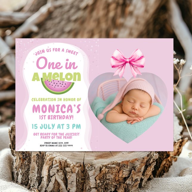 One in a Melon – Watermelon Themed 1st Birthday Invitation (Creator Uploaded)