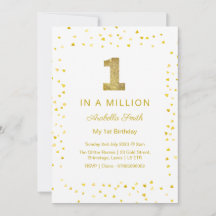 One in a million, 1st birthday invitation baby