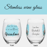 One in a million grandma floral blue stemless wine glass<br><div class="desc">Sip in style with this charming floral stemless wine glass, the perfect gift for a wonderful grandma! Adorned with delicate blossoms, it’s as warm and lovely as she is. Make it truly hers by personalising the back with a special birthday message / love from. Whether she’s celebrating her big day...</div>