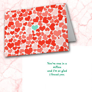 One in a Million Red Hearts Valentine Card