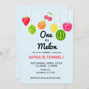 One in a Watermelon! 1st Birthday Party Invitation