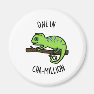 One In Cha-Million Funny Chameleon Pun Magnet