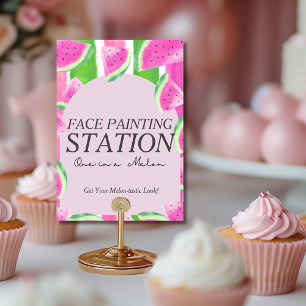 One in Melon Face Paint Station Watermelon  Sign Invitation