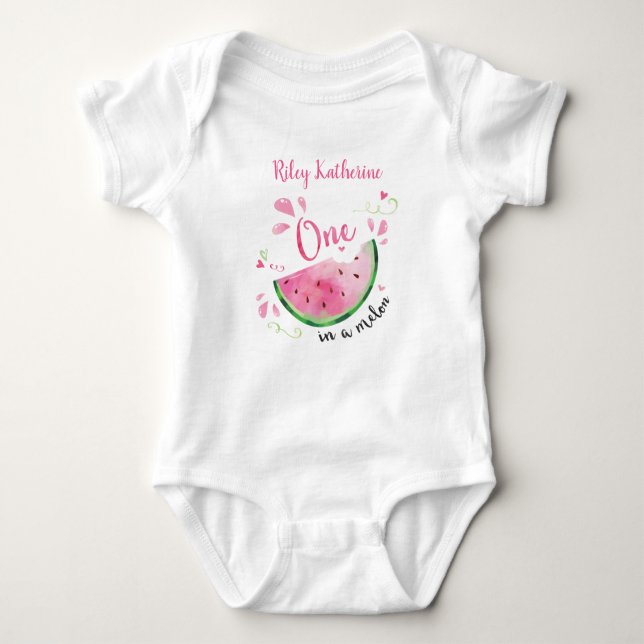 One in Melon First Birthday Outfit Shirt (Front)