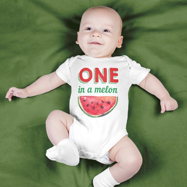One in Melon Watermelon Summer Birthday Gift Baby Baby Bodysuit (Creator Uploaded)