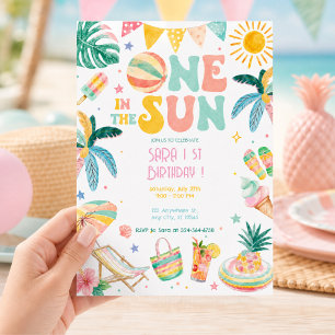 One in the Sun 1st Birthday Beach Party Invitation