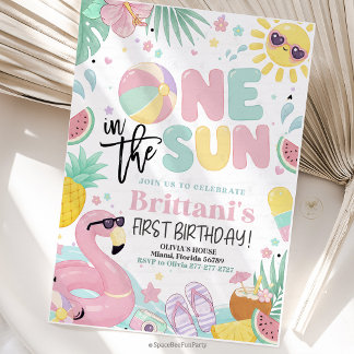 One In The Sun 1st Birthday Party Invitation