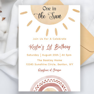 One In The Sun 1st Birthday Rainbow Invitation