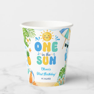One In The Sun 1st Pool Party Summer Birthday Paper Cups