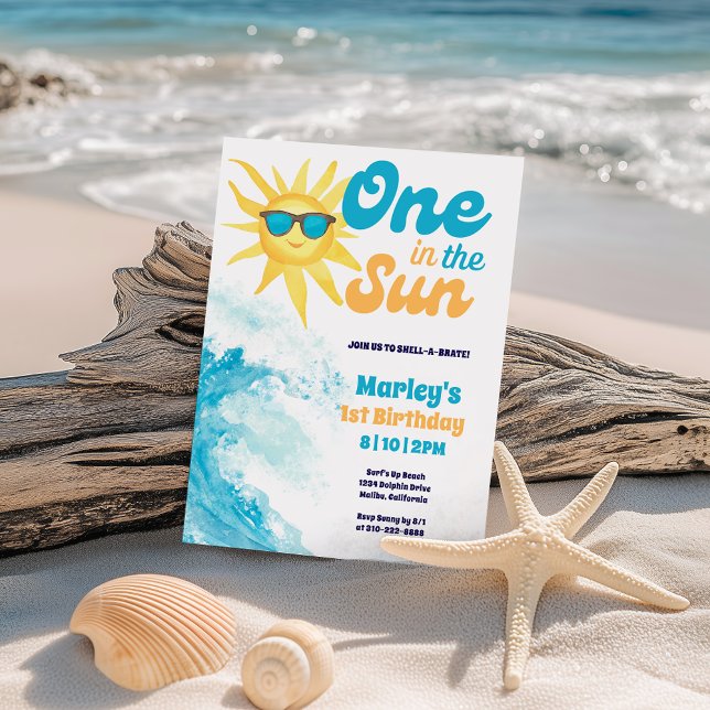 One In The Sun ☀️ Beach Baby 1st Birthday Invitation (Creator Uploaded)