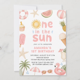 One in the Sun Beach Party Summer 1st Birthday Invitation