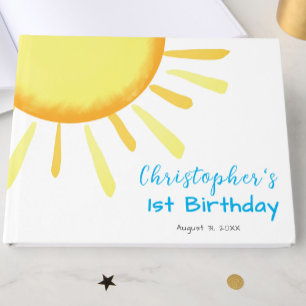 One in the Sun Blue First Birthday Custom Guest Book