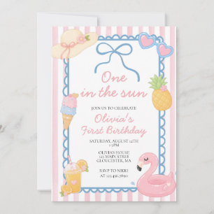 One in the Sun Coastal beach 1st birthday Invitation