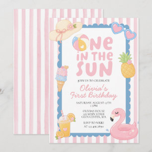 One in the Sun Coastal beach 1st birthday Invitation