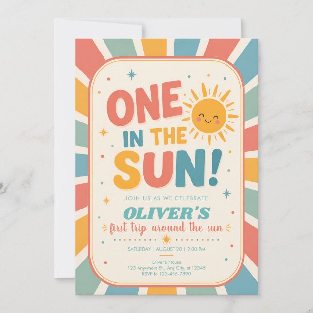One in the Sun First Birthday Invitation (Front)