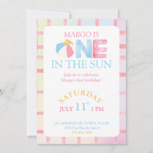 One in the sun first birthday party invitation