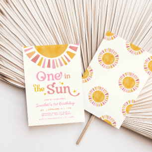 One in the Sun Girl 1st Birthday Invitation